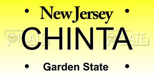 CHINTA New Jersey License Plate