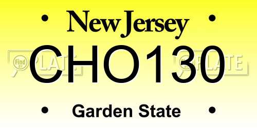 CHO130 New Jersey License Plate