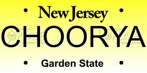 CHOORYA New Jersey License Plate