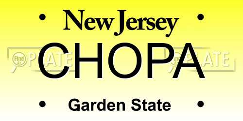 CHOPA New Jersey License Plate