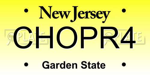CHOPR4 New Jersey License Plate