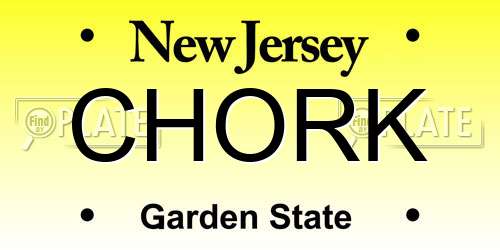 CHORK New Jersey License Plate