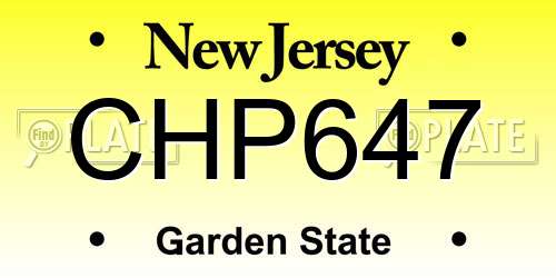 CHP647 New Jersey License Plate