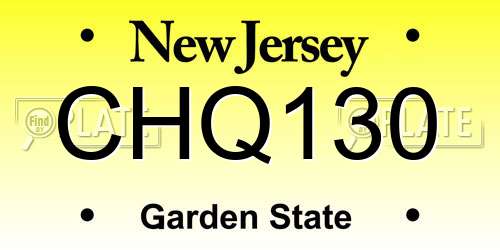 CHQ130 New Jersey License Plate