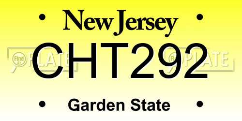 CHT292 New Jersey License Plate