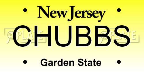 CHUBBS New Jersey License Plate