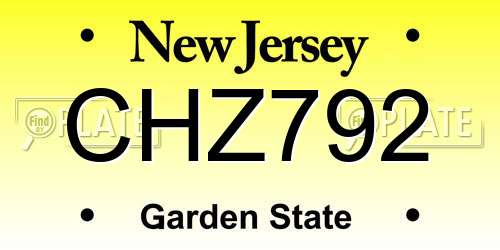 CHZ792 New Jersey License Plate