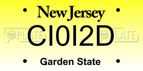 CI0I2D New Jersey License Plate