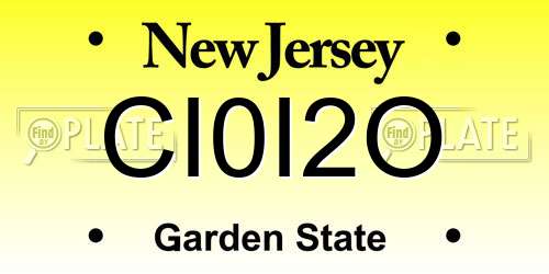CI0I2O New Jersey License Plate