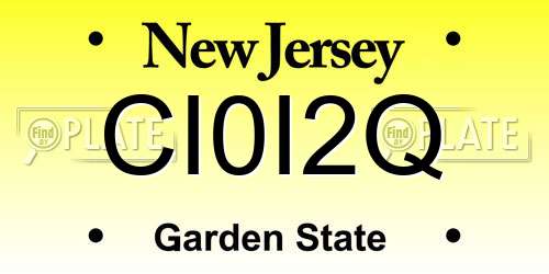 CI0I2Q New Jersey License Plate