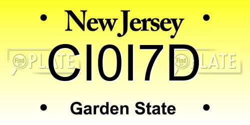 CI0I7D New Jersey License Plate