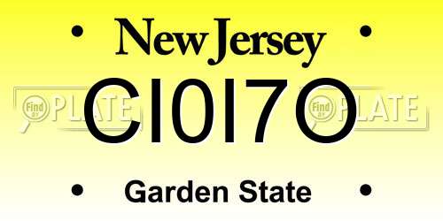 CI0I7O New Jersey License Plate