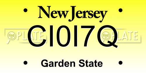 CI0I7Q New Jersey License Plate