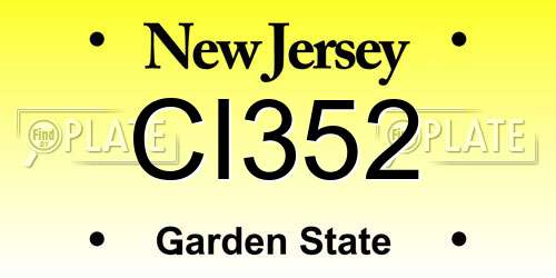 CI352 New Jersey License Plate