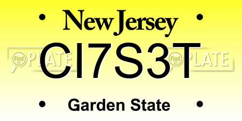 CI7S3T New Jersey License Plate