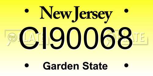 CI90068 New Jersey License Plate