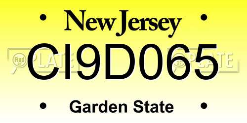 CI9D065 New Jersey License Plate