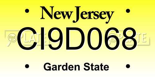 CI9D068 New Jersey License Plate