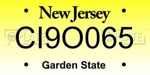 CI9O065 New Jersey License Plate