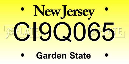 CI9Q065 New Jersey License Plate