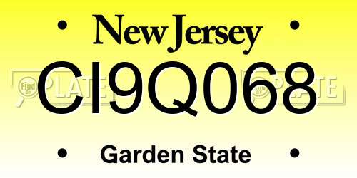 CI9Q068 New Jersey License Plate