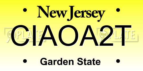 CIAOA2T New Jersey License Plate