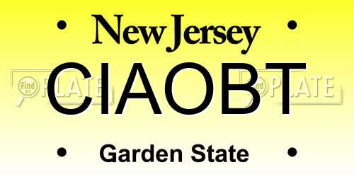 CIAOBT New Jersey License Plate