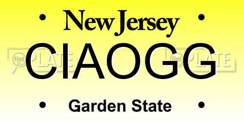 CIAOGG New Jersey License Plate