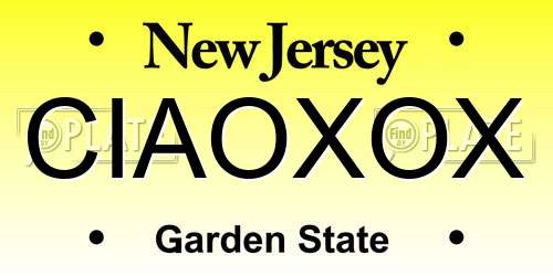 CIAOXOX New Jersey License Plate