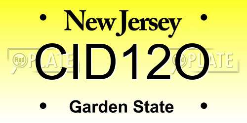 CID12O New Jersey License Plate