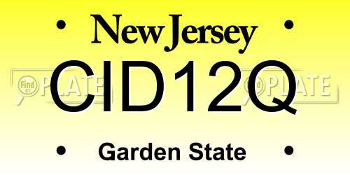 CID12Q New Jersey License Plate