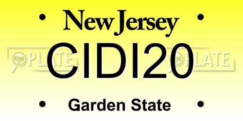 CIDI20 New Jersey License Plate