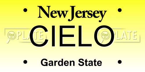 CIELO New Jersey License Plate