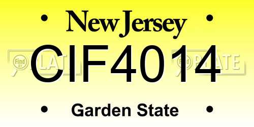CIF4014 New Jersey License Plate