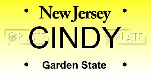 CINDY New Jersey License Plate