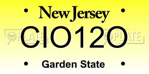 CIO12O New Jersey License Plate