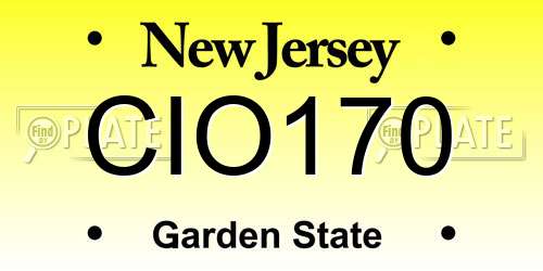 CIO170 New Jersey License Plate