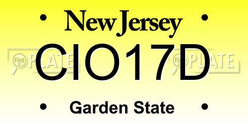 CIO17D New Jersey License Plate