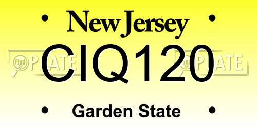 CIQ120 New Jersey License Plate