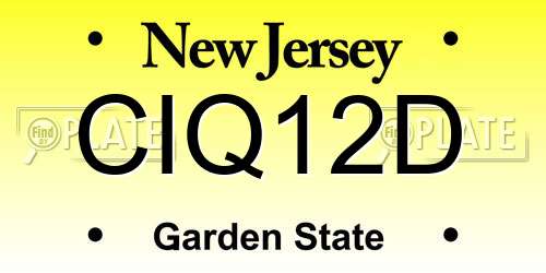 CIQ12D New Jersey License Plate