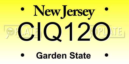 CIQ12O New Jersey License Plate