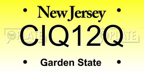CIQ12Q New Jersey License Plate