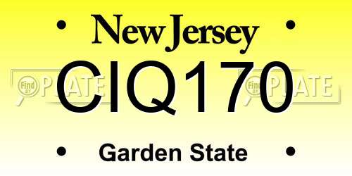 CIQ170 New Jersey License Plate