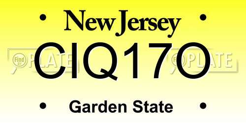 CIQ17O New Jersey License Plate