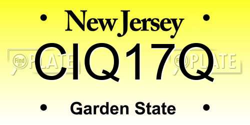 CIQ17Q New Jersey License Plate