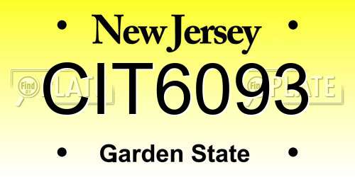 CIT6093 New Jersey License Plate