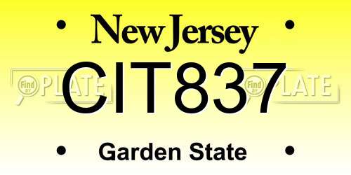 CIT837 New Jersey License Plate