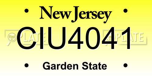CIU4041 New Jersey License Plate