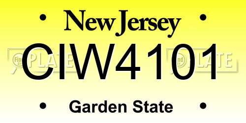 CIW4101 New Jersey License Plate