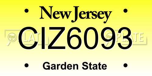 CIZ6093 New Jersey License Plate